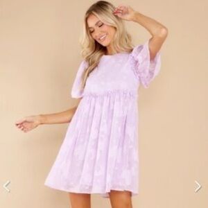 EUC Aura It's Your Turn Lavender Floral Print Babydoll Dress -Size Small
